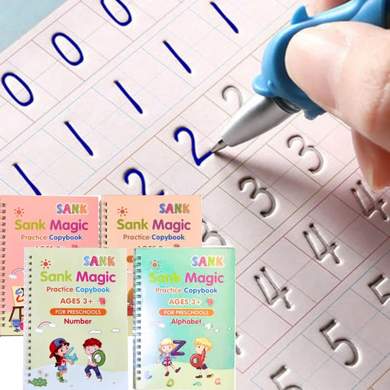 Sank Magic Practice Copybook Pen Preschools Kids Calligraphy English Verison Free Wiping Children Reusable Writing Book